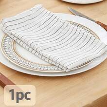 1/2/6pcs Ins Style Minimalist British Style Solid Color Fine Striped Fabric Placemats Napkins Decorative Pads For Kitchen Living Room, Suitable For Festivals And Weddings - Multicolor - View 13
