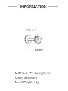 AnlaScheer 1pc D-Color Moissanite Flat Back Stud Earring, Genuine S925 Sterling Silver Single Stone Inlay, Hypoallergenic Platinum Plated Jewelry - Silver - View 13