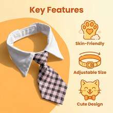 Pet Stylish Plaid Tie, Adjustable Size, Easy-To-Wear Adhesive Design, Decorative Accessory For Cats And Dogs, Perfect For Outings, Photoshoots And Dress-Up, Pet Ornament - Pink - View 8