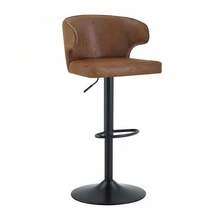 Set Of 2 Bar Stools With Backrest, Height Adjustable, 360° Swivel Bar Chair With Large Base & Footrest - 棕色 - 查看 3