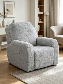 Sarung Sofa Recliner 1/2/3 Tempat Duduk untuk Ruang Tamu, Motif Daun, Sarung Sofa Santai, Sarung Kursi Berlengan, Sarung Sofa Recliner Elastis, Sarung Furnitur - Light Grey - View 2