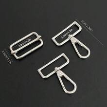 3pcs Luggage Strap Accessories Set, Including Shoulder Strap Buckle, Dog Clip, Zinc Alloy Pressed Hook Buckle, For DIY Handbag - Silver - View 7