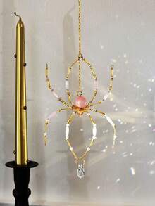 Handmade Beaded Spider Sun Catcher, Crystal Spider Web Window Hanging Decor, Gothic Style Room Decoration, Home & Garden Aesthetic Sun Catcher, Unique Gift - Spider Pendant - View 2