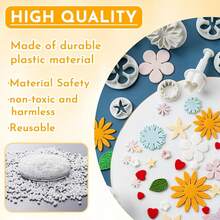 33 piezas Molde cortador de galletas con forma de flor blanca DIY Molde de fondant para pastel de flor Herramienta de decoración de pastel de plástico Accesorios de repostería Cortador de galletas de plástico - Multicolor - Ver 4