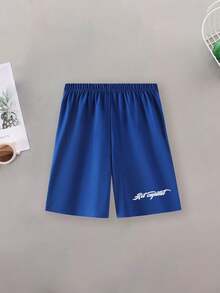 2pcs/Set Teen Boys Outfit, Crew Neck Short Sleeve T-Shirt With Casual Letter Print Minimalist Shorts, New Comfortable Summer Set - Blue - View 5