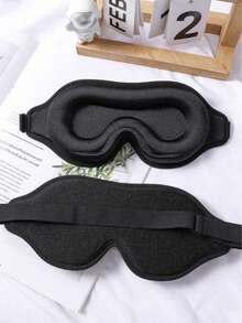 1Pc Minimalist Solid‑Black Sleep Eye Mask, Light‑Blocking Comfortable Blindfold, Multipurpose Sleeping Accessory Perfect For Home Bedroom, Travel Trips, Office Naps, Daily‑Use And Back‑To‑School Supplies,Adult Student Essentials, - Black - View 7