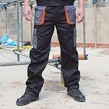 Result Unisex Work-Guard Lite Workwear Trousers (Breathable And Windproof) - Black / Grey / Orange - View 2