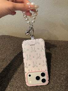 Funda de teléfono de lujo con pantalla completa, lazo, corazón, brillo, asimétrica, con patrón de strass y lentejuelas, color rosa, compatible con iPhone 17 Pro Max, 17 Pro, 16 Pro Max, 15 Pro Max, 13, 14 Pro Max, 16 Plus, 12 Pro Max, 11, con colgante de perla, suave, con purpurina, protectora, regalo - arco amor corazon - Ver 3