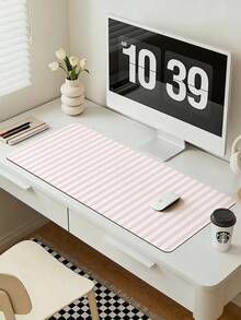 1pc Pink & White Striped Desk Mat | Ins Style Large Pink & White Striped Mouse Pad | Waterproof, Non-Slip, Wear-Resistant | High-Definition Printing, Fade-Resistant | Suitable For Laptop/Keyboard/Mouse Storage And Desk Decoration | Essential Creative Desk Accessory For Home, Office, Students | 5 Sizes Available (S/M/L/XL/XXL) - A - View 2
