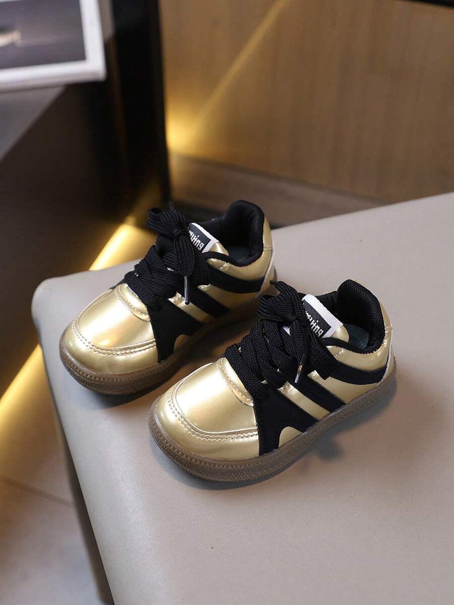 Boys' & Girls' New Casual Style Sneakers With Non-Slip Sole - Gold - View 1