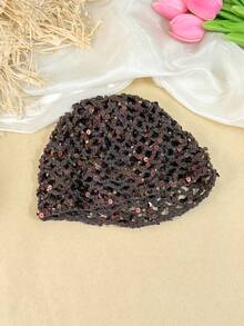 1 buah Topi Rajut Crochet Wanita Tipis Berongga dengan Hiasan Payet untuk Musim Semi/Panas, Cocok untuk Pemakaian Sehari-hari di Luar Ruangan pada Musim Semi/Panas/Gugur, Warna Payet Acak - Payet berbentuk berlian besar - View 11