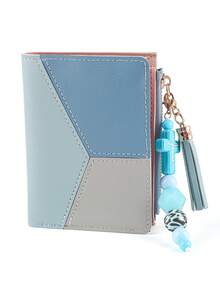 Carteira Bifold de Couro PU com Blocos de Cor para Mulheres, Chaveiro com Borla de Contas de Cruz de Jesus, Porta-Moedas com Zíper, Porta-Cartões Múltiplos e Identidade, Mini Carteira, Presente Cristão para Senhoras - 2244 - Visão 13