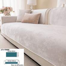 1pc Cloud Plush Solid Color Sofa Cushion Cover, Non-Slip Washable Sofa Protector, Suitable For Pet Owners, Families With Children, Soft Neutral Minimalist Style, Living Room Apartment Daily Home Decor, Multiple Sizes And Colors Available - Camel - View 12