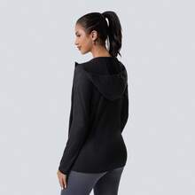 New Women's Slim Fit Fleece Jacket, Autumn/Winter Outdoor Sports Knit Top, Fashion - Black - View 6