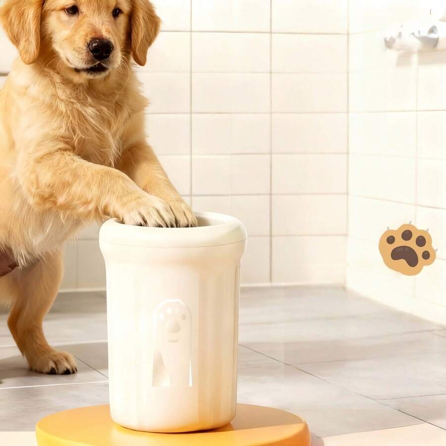 1 peça - Copo Limpa-Patas para Animais de Estimação - Lavador Portátil de Patas para Cães e Gatos com Cerdas Macias de Silicone, Removedor Suave de Lama 360° e Spa para Patas, Ferramenta de Higiene de Secagem Rápida e Sem Riscos para Passeios na Chuva, Praia e Viagens de Carro