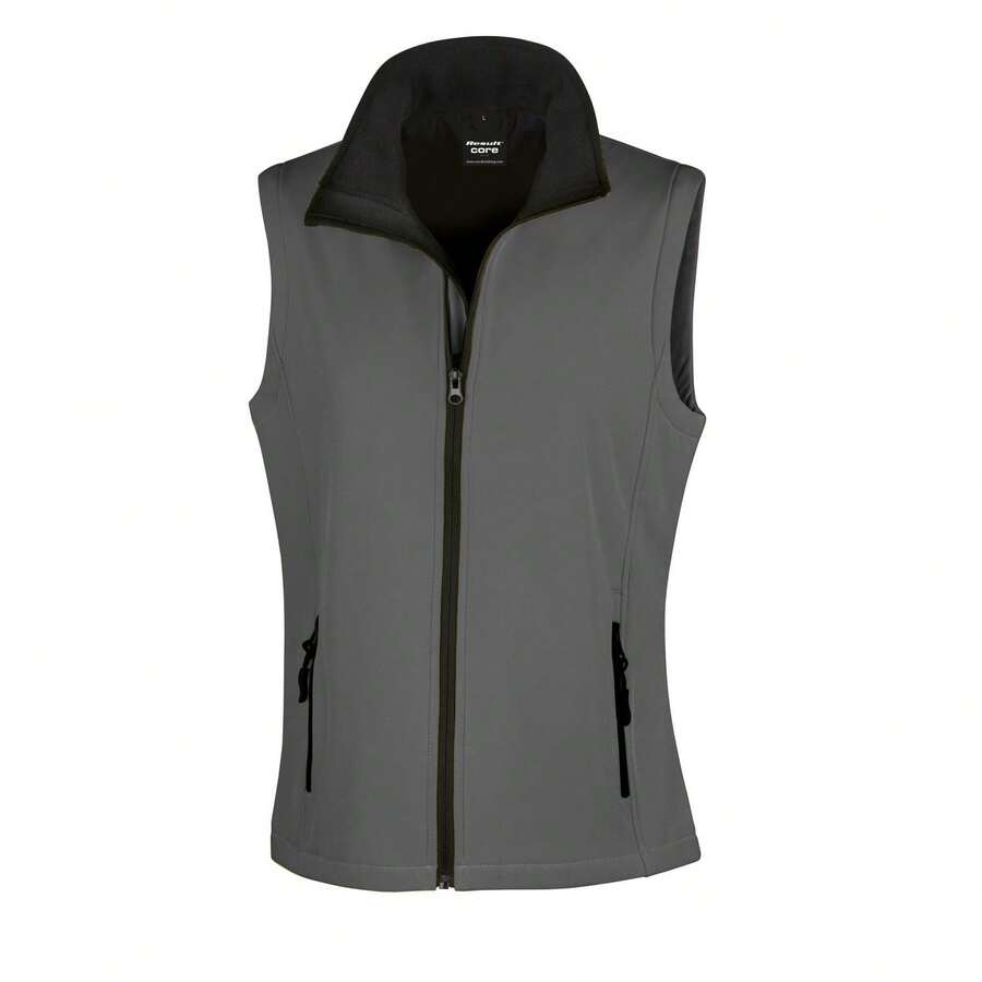 Result Core Womens/Ladies Printable Full Zip Softshell Bodywarmer - Charcoal / Black - View 1