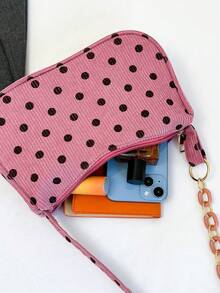 Solid Color Cloud Pleated Minimalist Fashionable Shoulder Bag - Hot Pink - View 10