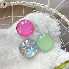1pc Crystal Glass Round Solid Color Sticker Desktop Stand Extendable Mobile Phone Stand Simple Ring Design - Multicolor - View 4