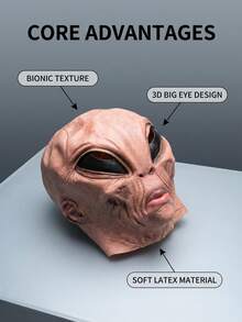 Halloween Alien Funny Mask, Adult Realistic Alien Mask, Scary Halloween Mask, Latex Full Head Party Prop Costume - Multiple Styles - View 6