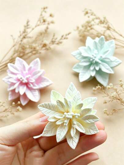 3D Christmas Lotus & Holly Leaf Silicone Mold, Simulated Floral Casting Mold For Aromatherapy Candle Soap Gypsum Crafts, Cement Gypsum Epoxy Resin DIY Mold, Xmas Desktop Room Decoration Handmade Holiday Gift Ornament Supplies