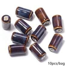 10pcs Ceramic Long Tube Beads, Bohemian Style, For DIY Jewelry Making, Necklaces, Bracelets, Beading, Home Decoration, Classroom DIY Craft Supplies - Long Tube Porcelain Beads - View 11
