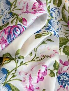 1pc 65*65cm White Base Colorful Mixed Rose Floral Print Satin Imitation Silk Scarf, Thin Multi-Use Scarf For Neck/Shawl/Waist, All Seasons Daily Party - Multicolor - View 6