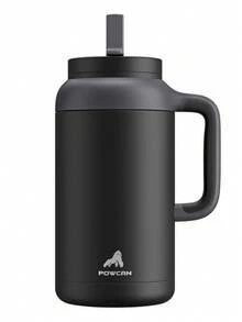 Powcan 64盎司保溫馬克杯附手柄，2合1吸管杯蓋，可將冷飲保冷36小時，洗碗機適用，防漏，防滑底座，不鏽鋼真空保溫水杯，適合居家、辦公室與健身房使用 - 黑色 - 查看 2