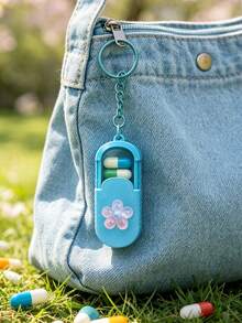 Portable Hanging Storage Box With Flower Decoration, Multi-Function Storage Box Keychain, Suitable For Office Workers Pill Vitamin Storage Box, Handmade Mini Pill Box, Travel Medicine Storage Box, Daily Vitamin Pill Box, Pocket Carry Box, Candy Box, Daily Pill Storage Container, Waterproof Pill Box Daily Medication Organizer, Keychain, Home Essential, Travel Essential, Back To School Gift, Teacher's Day Gift, Family Gift - Multicolor - View 6