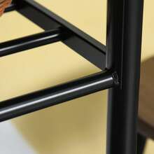 3-Piece Bar Table And Chair Set: Dining Table With 2 Bar Stools, Kitchen Table And Chairs, High Table And Bar Stools With Storage Shelf, Metal, 80 X 50 X 90 Cm, Black - Brown + Black - View 5