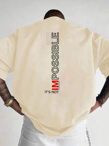 A Men's Short-Sleeved Shirt T Shirt,Polyester Fabric,Printed With English Patterns,Loose Design,Fashionable Casual Round-Neck Top,Spring And Summer Ou - 白色 - 查看 8