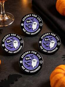 Halloween Badge, Ghost Theme Design. Suitable For Halloween Theme Party, Halloween Gift, Souvenir, Gift For Friends, Backpack Decoration And Holiday Accessories. - One Size Fits All - View 4