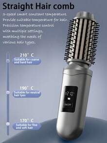 SKYWORTH Cordless Hair Straightener & Curling Brush, Mini 2600mAh Rechargeable Hair Styler With LCD Display, 3 Temperature Controls, Anti-Scald Design, Fast Heating Anti-Frizz Hair Tool For Travel Styling - Multicolor - View 5