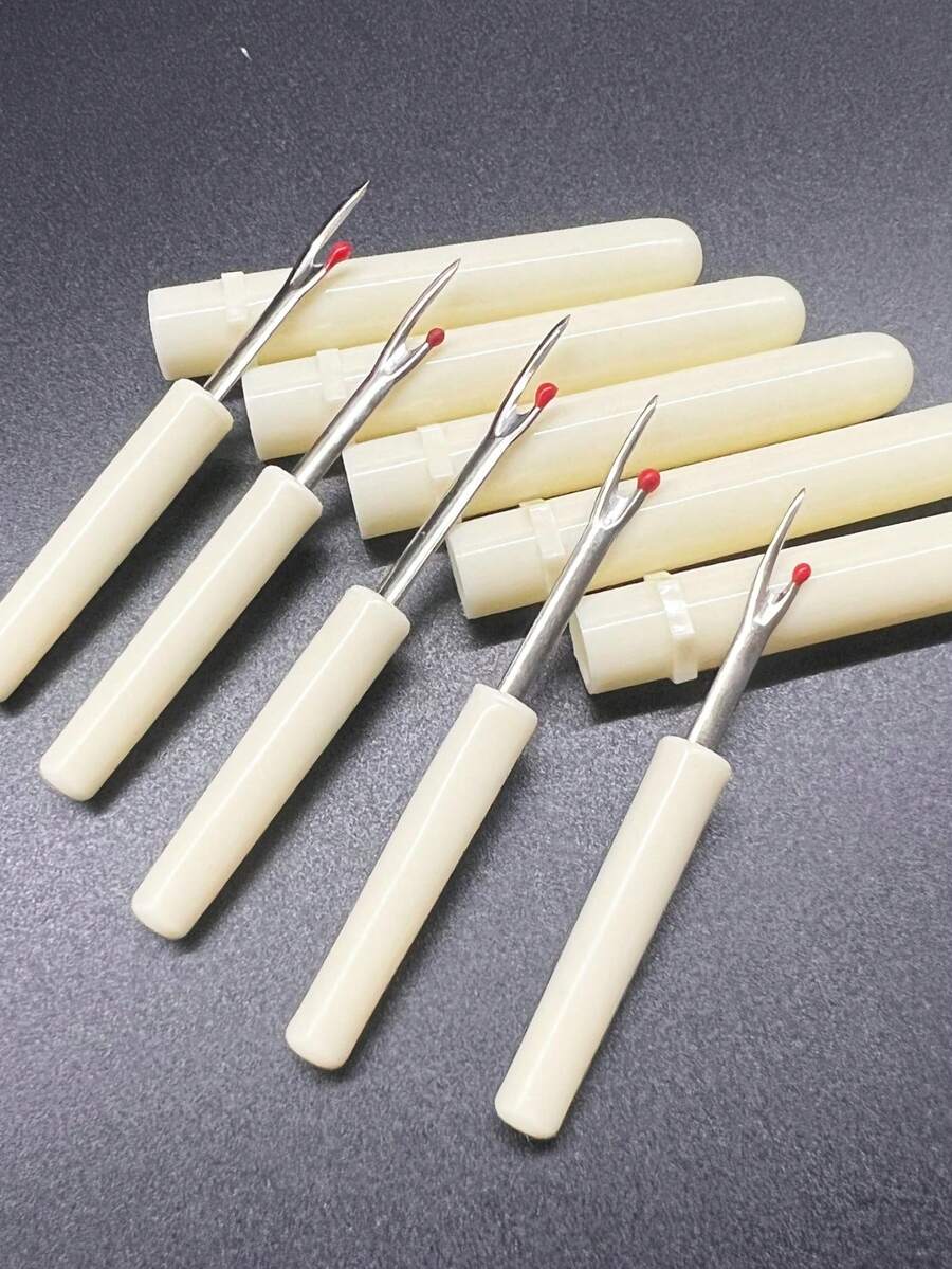 5 piezas Descosedor profesional blanco - Descosedor pequeño afilado y duradero, sacahilos accesorios de costura DIY, herramientas para punto de cruz, bordado y manualidades, cortahilos pequeño - removedor de suturas blanco - Ver 1