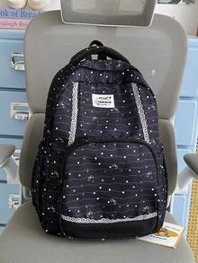Sac à dos grande capacité, sac d'école style doux à pois pour les étudiants du lycée et de l'université, sac à ordinateur pour les déplacements. Compartiments scientifiques, convient pour l'ordinateur portable, les livres, les cosmétiques, le parapluie, dites adieu au désordre. Que ce soit pour les cours quotidiens, les déplacements, les sorties en famille le week-end ou les voyages locaux, il peut tout gérer parfaitement ! Aucun pendentif inclus. - Multicolore - Voir 13