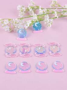 10pcs Mixed Sun & Moon Acrylic Jewelry Pendant Earring Necklace DIY Accessories For Women - Multicolor - View 7