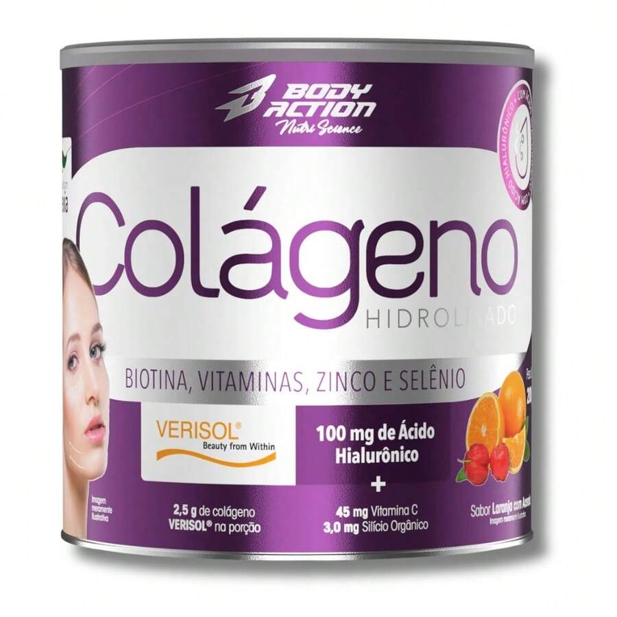 Colágeno Hidrolisado Verisol em Pó 200g Body Action - Laranja com Acerola - Visão 1