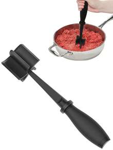 1PC Multifunctional Heat-Resistant Nylon Meat Chopper Masher, Ideal For Hamburger Meat, Ground Turkey & Other Minced Meat, Fast Prep Kitchen Tool - Black - View 3