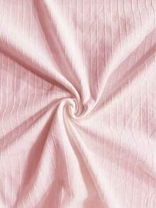 1 pieza Vestido mini elegante de unicolor con encaje de tela tejida y volante en el bajo, vestido de playa para mujer para primavera/verano - Rosa Pálido - Ver 5