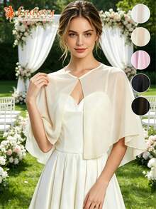 1pc Women Short Chiffon Wrap, Versatile Thin Shawl Cape, Lightweight Summer Cardigan For Dress Outfit - Chiffon Cardigan Shawl - View 12