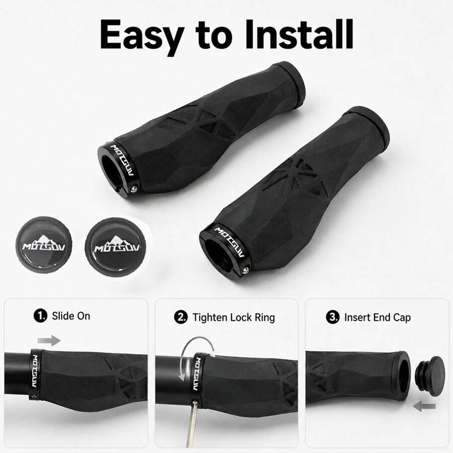 MOTSUV 1 par de empuñaduras cómodas y anchas para manillar de bicicleta, antideslizantes con bloqueo, accesorios universales de modificación para bicicleta de montaña y de paseo - Multicolor - Ver 1