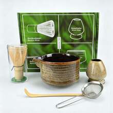 5PCS Middle Eastern Style Matcha Starter Kit Comes With Spouted Matcha Bowl, Bamboo Matcha Whisk, Whisk Holder, Matcha Scoop And Powder Sifter, Complete All-In-One Matcha Tools. Great For Traditional Matcha Tea Ceremony, - Multicolor - View 6