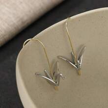 DIYCCPC Dual-Color Paper Crane Ear Hooks, Suitable For Women, Gentle And Elegant, Multi-Functional Accessory For Daily Wear, Dates And Vacations - Silver - View 5