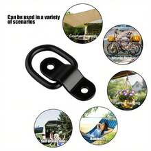 6 Sets D-Ring Anchors (6 D-Ring Anchors + 12 Screws), Surface Mount, Heavy Duty Black Metal Construction, Suitable For Rope And Chain, Truck Bed Accessories, Suitable For Trucks, Trailers, Boats, Pickups | Durable | Trailer Anchoring Solution - Black - View 3