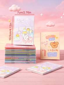 5/10PCS Cartoon Illustration Mini Pocket Notebooks, Lightweight Portable Memo Notebooks, Can Record Notes, Record Inspiration, Can Draft, Essential Back To School Stationery - Multicolor - View 2