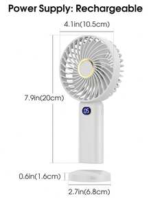 Mini Handheld Fan With 5 Speeds Wind Display, Portable & Quiet Fan For Office Desktop, Dorm Room, Rechargeable & Hand-held Fan For Outdoor Use - White - View 4
