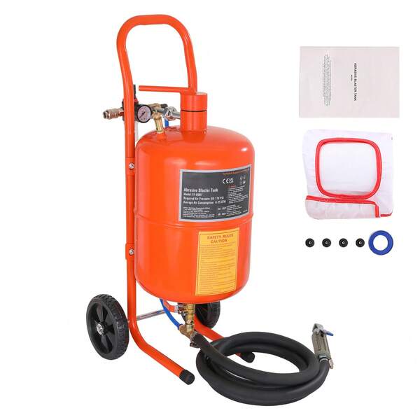 VEVOR Chorro de arena de 5 galones, chorro de arena de alta presión de 60-110 PSI, tanque de chorro abrasivo portátil, kit de chorro de arena de aire con 4 boquillas de cerámica y separador de agua y aceite para pintura, manchas y eliminación de óxido