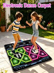 2-Player Kids Dance Mat, Music Educational Toy, Birthday Gift; 2-Player Kids Dance Game Pad, Non-Slip Design. Built-In 5 Songs, 3 Difficulty Levels Adjustable, Volume Freely Adjustable; Foldable Design, Easy Storage. Sensitive Touch Sensor, No TV Connection Needed, Dance To The Rhythm, Fun And Exercise - Multicolor - View 4