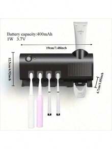 RAF 1pc UV Toothbrush Sterilizer, Wall-Mounted 4-Slot Toothbrush & Intelligent Toothpaste Dispenser, Toothbrush Wall Mount, Smart, Bathroom Accessory, UV Toothbrush Holder, Drill-Free Toothbrush Holder With Toothpaste Dispenser Kit - Multicolor 1 - View 12