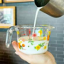1pc Heat-Resistant Glass Measuring Cup With Scale For Baking, Microwave , Breakfast Milk Cup For Home Use - Multicolor - View 10