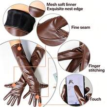 Women's Long Faux Leather Gloves, Over-Elbow Touchscreen Evening Gloves, Cosplay Opera Gloves - Multicolor - View 5